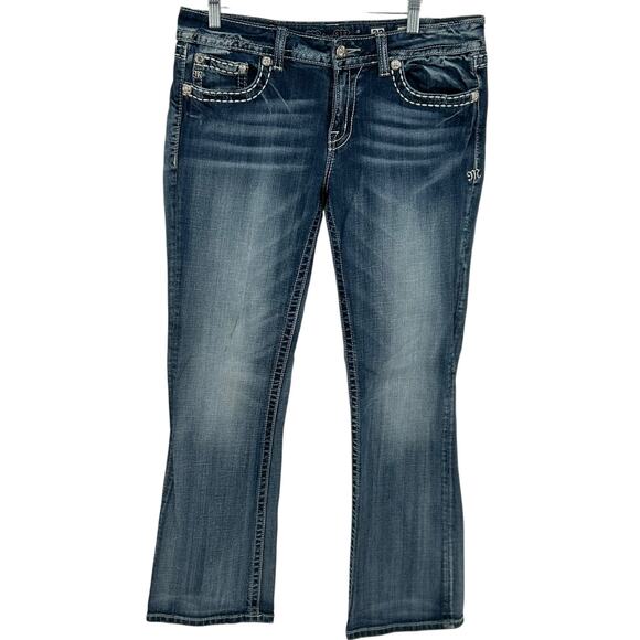 Vtg y2k Women's' Low Rise Miss Me Blue Denim Bootcut Jeans JW5406BV SZ 32 (34) - Picture 2 of 10